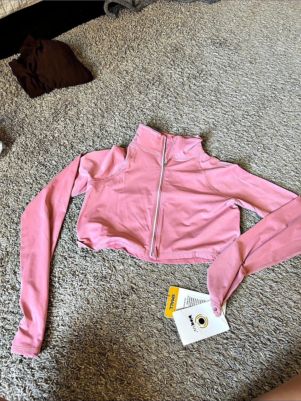 bloc.uv Cropped Zip Jacket in Pink Size Small NWT